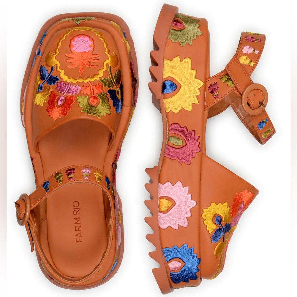New Farm Rio Leather Antwerp Closed Toe Platform Sandals